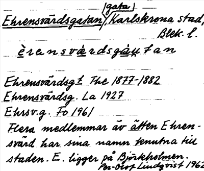 Bild på arkivkortet för arkivposten Ehrensvärdsgatan