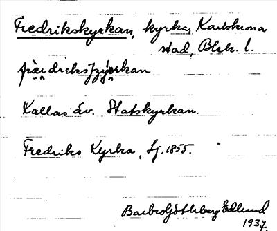 Bild på arkivkortet för arkivposten Fredrikskyrkan