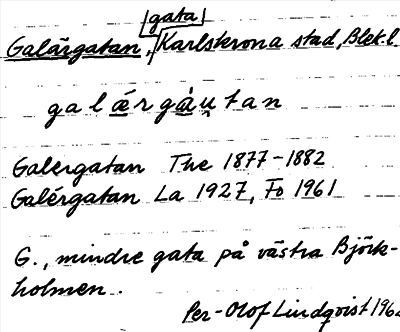 Bild på arkivkortet för arkivposten Galärgatan