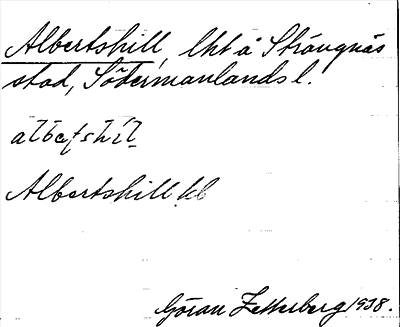 Bild på arkivkortet för arkivposten Albertshill