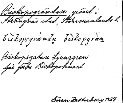 Bild på arkivkortet för arkivposten Biskopsgränden