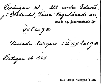 Bild på arkivkortet för arkivposten Östugan