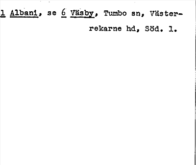 Bild på arkivkortet för arkivposten Albani, se 6 Väsby