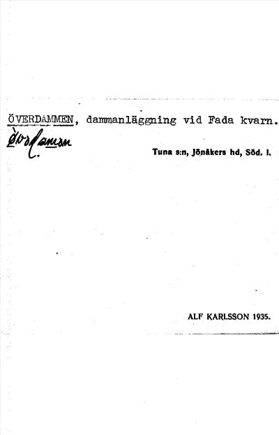 Bild på arkivkortet för arkivposten Överdammen