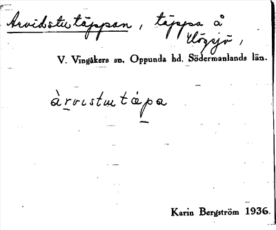 Bild på arkivkortet för arkivposten Arvidstutäppan