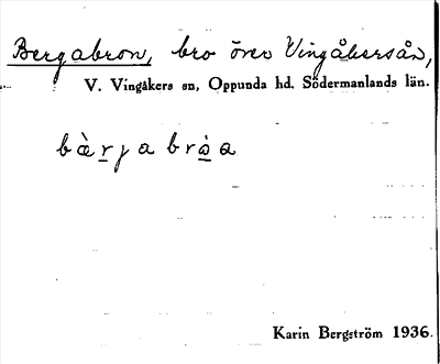 Bild på arkivkortet för arkivposten Bergabron