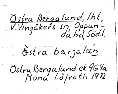 Bild på arkivkortet för arkivposten Östra Bergalund