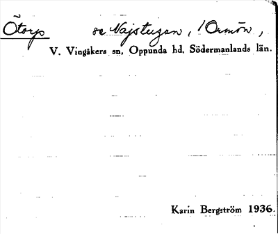 Bild på arkivkortet för arkivposten Ötorp, se Najstugan