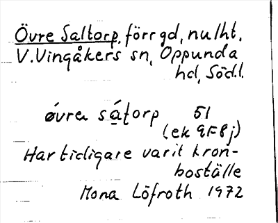 Bild på arkivkortet för arkivposten Övre Saltorp