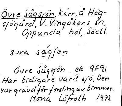 Bild på arkivkortet för arkivposten Övre Sågsjön