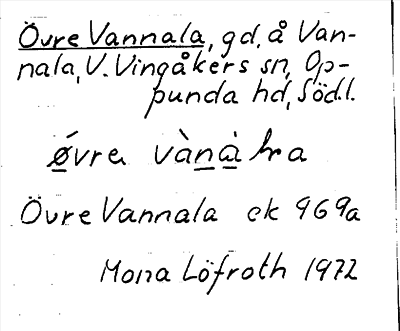 Bild på arkivkortet för arkivposten Övre Vannala