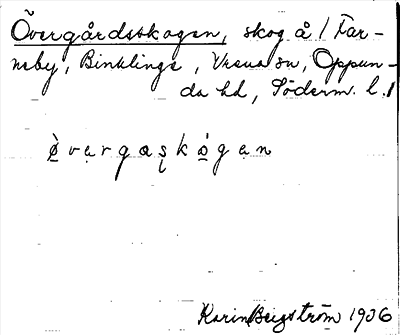 Bild på arkivkortet för arkivposten Övergårdsskogen