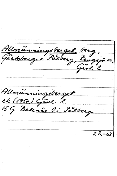 Bild på arkivkortet för arkivposten Allmänningsberget