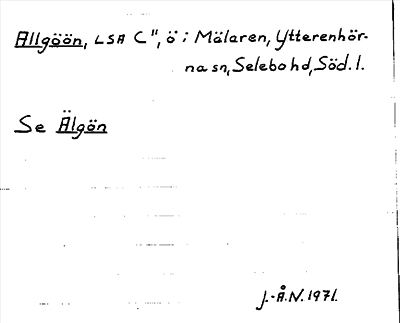 Bild på arkivkortet för arkivposten Allgöön, se Älgön