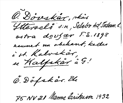 Bild på arkivkortet för arkivposten Östra Dövskär, se Kalfskär