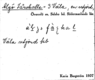 Bild på arkivkortet för arkivposten Algö Fårskalle
