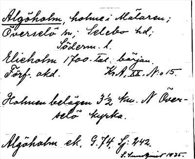 Bild på arkivkortet för arkivposten Algöholm