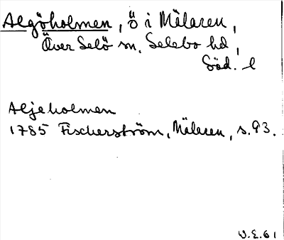 Bild på arkivkortet för arkivposten Algöholmen