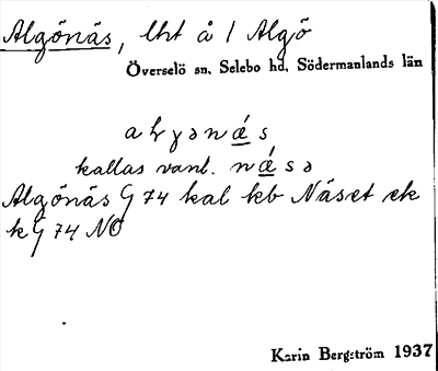 Bild på arkivkortet för arkivposten Algönäs