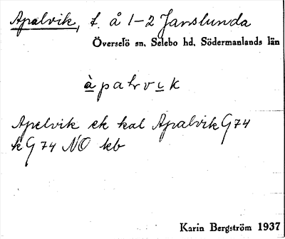 Bild på arkivkortet för arkivposten Apalvik