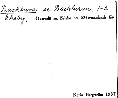 Bild på arkivkortet för arkivposten Backluva, se Backluran