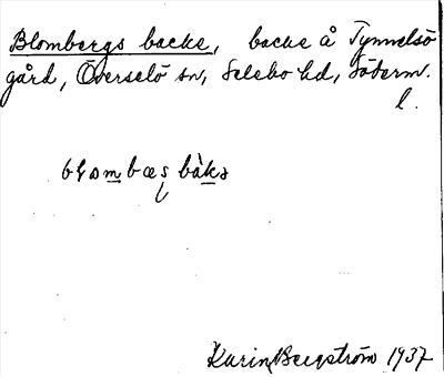 Bild på arkivkortet för arkivposten Blombergs backe
