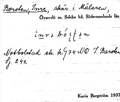 Bild på arkivkortet för arkivposten Borsten, Inre