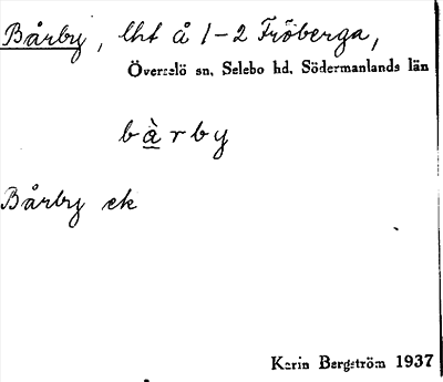 Bild på arkivkortet för arkivposten Bårby