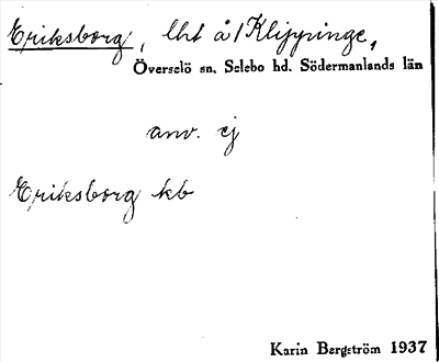 Bild på arkivkortet för arkivposten Eriksborg