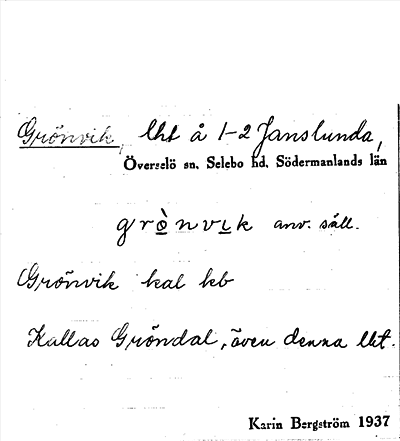 Bild på arkivkortet för arkivposten Grönvik