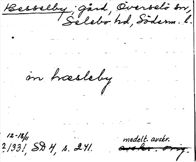 Bild på arkivkortet för arkivposten Hesselby