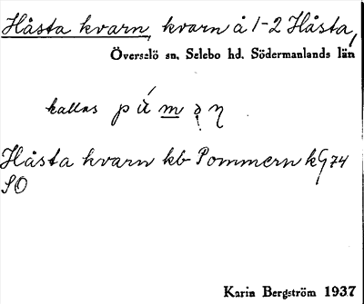 Bild på arkivkortet för arkivposten Håsta kvarn