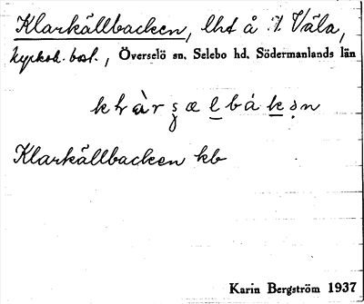 Bild på arkivkortet för arkivposten Klarkällbacken