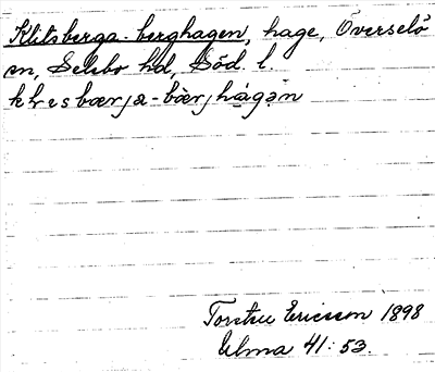 Bild på arkivkortet för arkivposten Klitsberga-berghagen