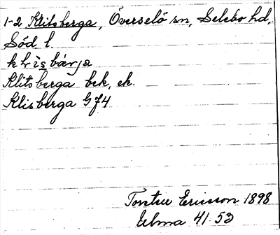 Bild på arkivkortet för arkivposten Klitsberga