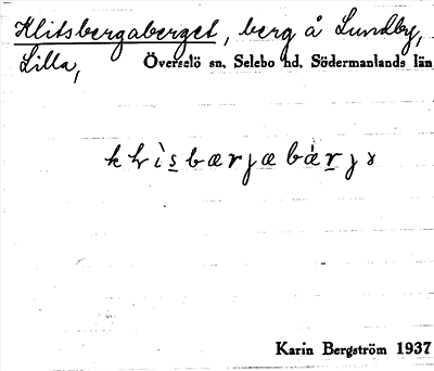 Bild på arkivkortet för arkivposten Klitsbergaberget