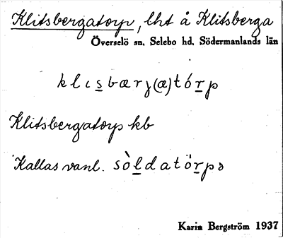 Bild på arkivkortet för arkivposten Klitsbergatorp