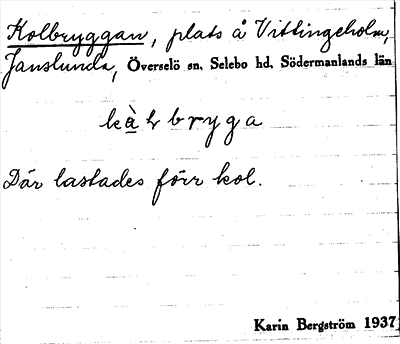 Bild på arkivkortet för arkivposten Kolbryggan