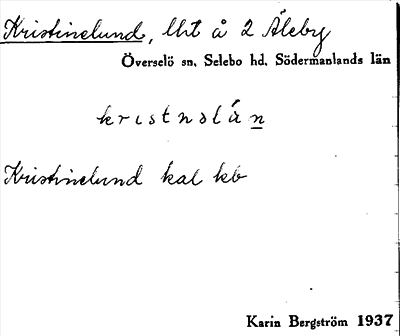 Bild på arkivkortet för arkivposten Kristinelund