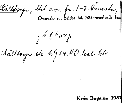 Bild på arkivkortet för arkivposten Källtorp