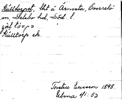 Bild på arkivkortet för arkivposten Källtorpet