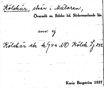 Bild på arkivkortet för arkivposten Kölskär