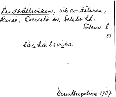 Bild på arkivkortet för arkivposten Landhällsviken