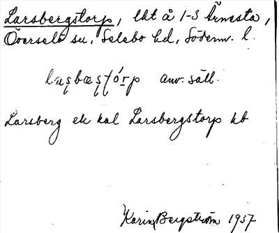 Bild på arkivkortet för arkivposten Larsbergstorp