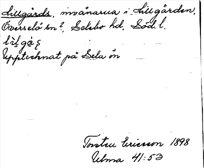 Bild på arkivkortet för arkivposten Lillgårds