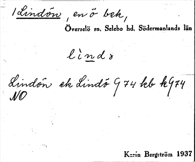 Bild på arkivkortet för arkivposten Lindön