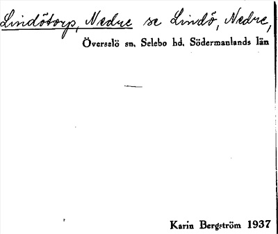 Bild på arkivkortet för arkivposten Lindötorp, Nedre, se Lindö, Nedre
