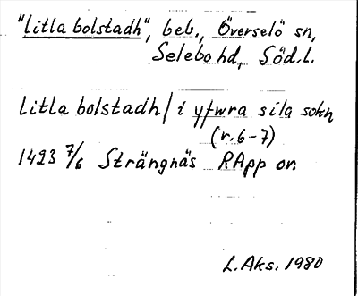 Bild på arkivkortet för arkivposten »litla bolstadh»