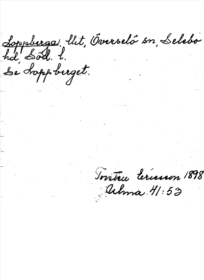 Bild på arkivkortet för arkivposten Loppberga, se Loppberget
