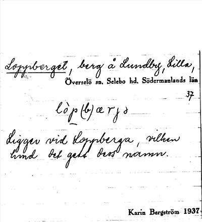 Bild på arkivkortet för arkivposten Loppberget